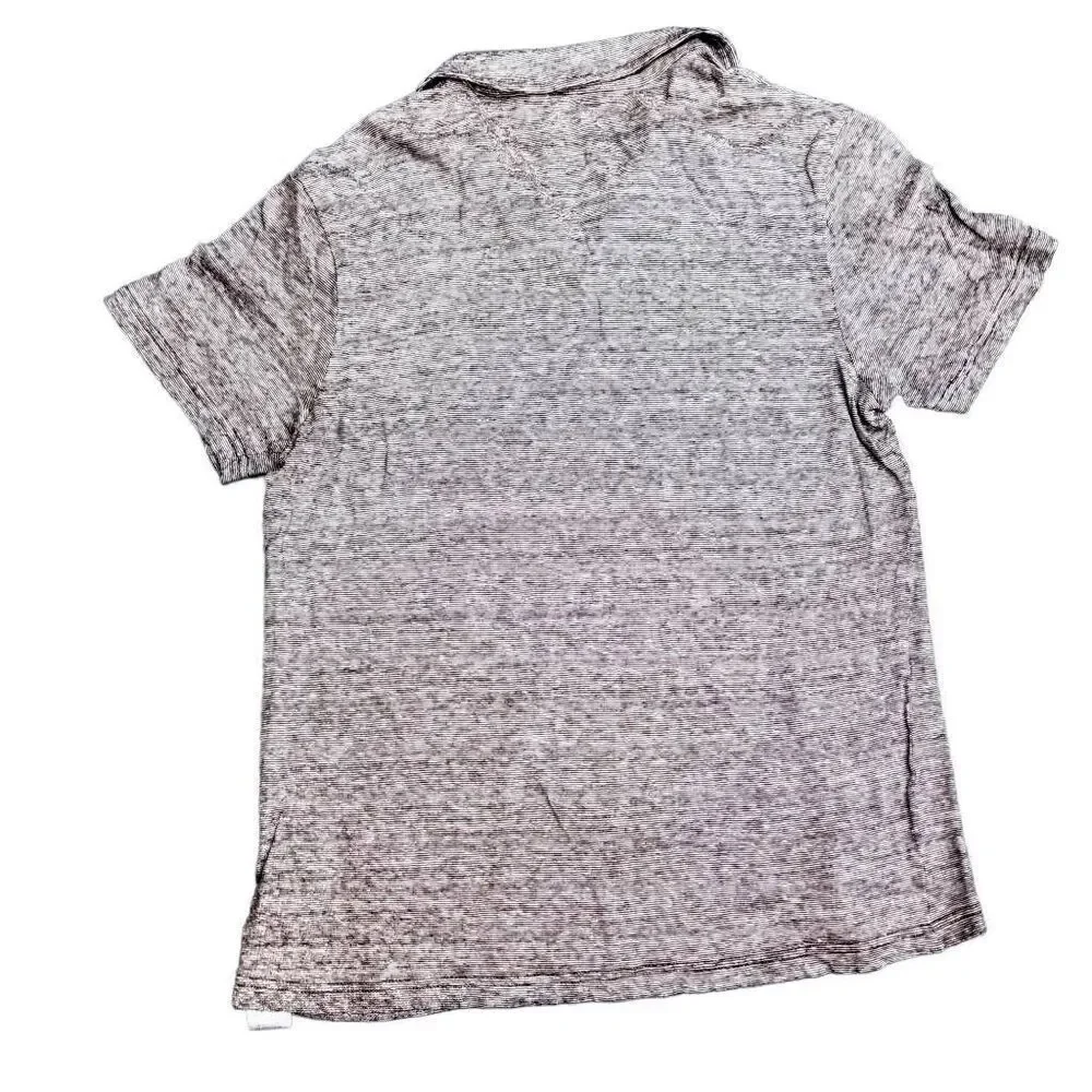 Michael Kors Black and White Short Sleeve Polo Shirt Linen Blend